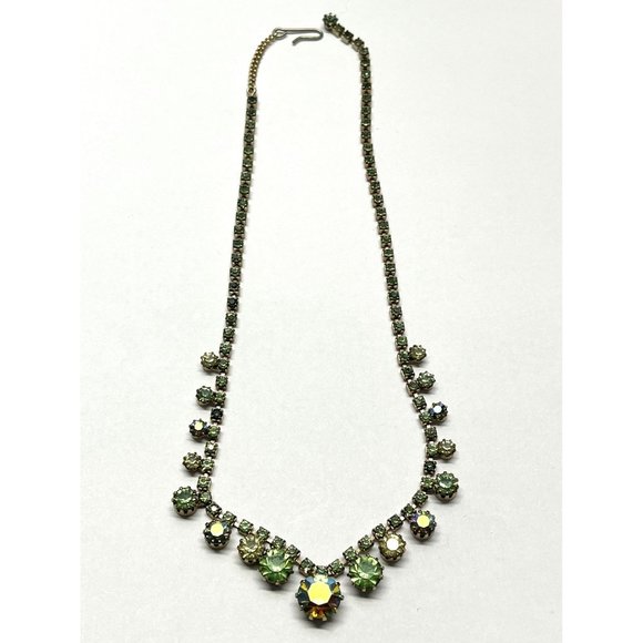 Vintage Karu Green Rhinestone Necklace - Picture 2 of 7